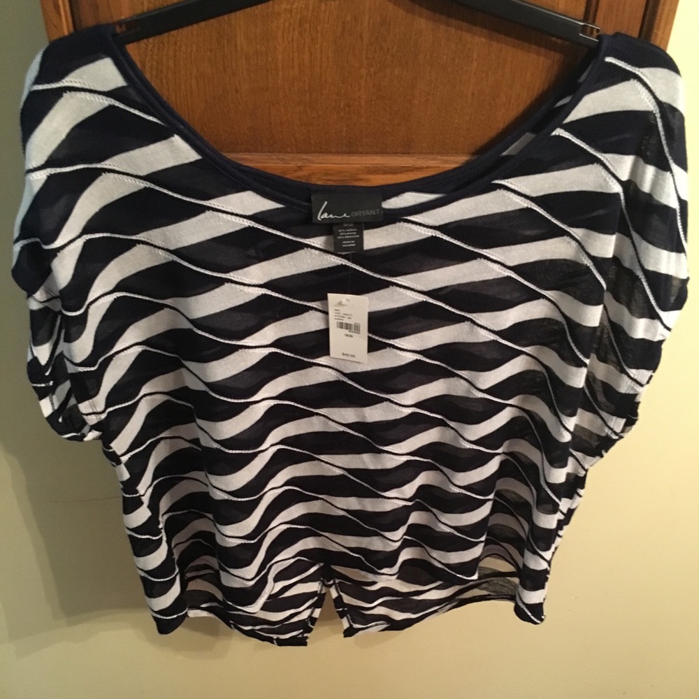 Lane Bryant white and blue design with open back